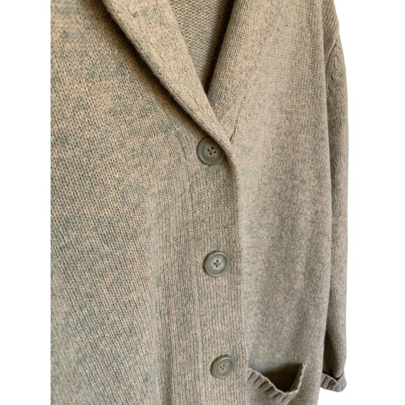 Eddie Bauer Woman's XXL Green Wool Blend Button Down Collared Sweater Cardigan - Picture 2 of 13